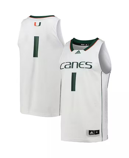 Men's Miami Hurricanes #1 White Swingman Stitched Basketball Jerseys